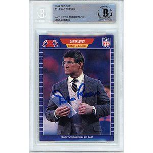 Dan Reeves Signed 1989 Pro Set Football Card Beckett Denver Broncos Autograph